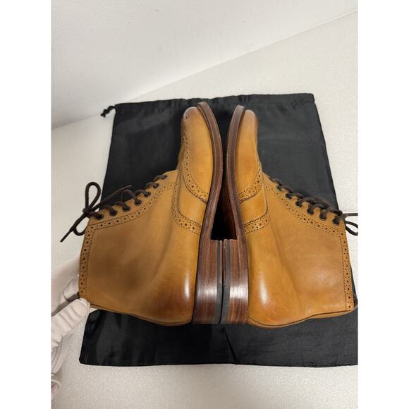 Grenson Brogue Boots Mens Size 9.5 G Tan Leather Wingtip England Dress Shoes - Picture 8 of 12